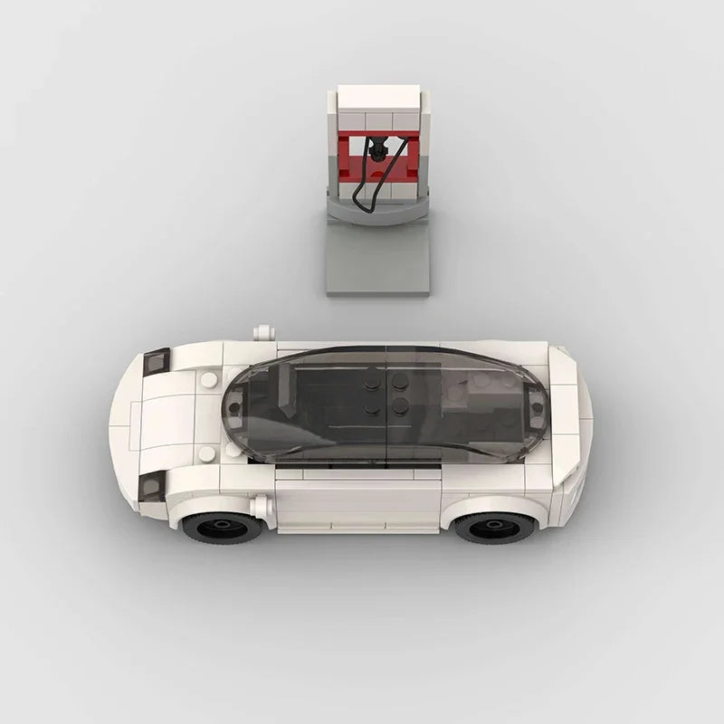 Voltbrixx - MOC Elektrik Auto Model 3 Klemmbausatz - Farbe Weiss