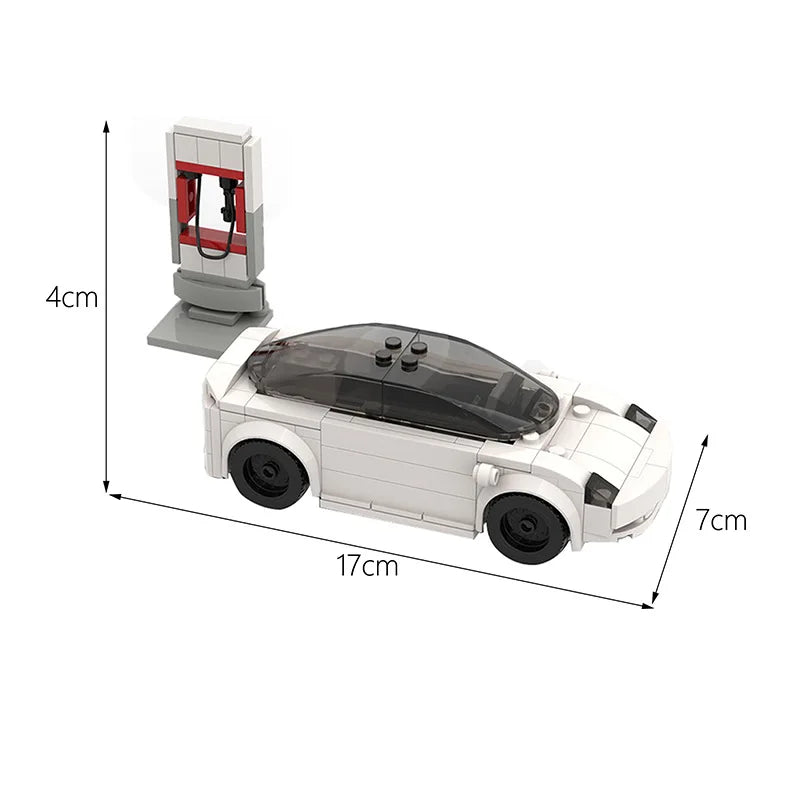 Voltbrixx - MOC Elektrik Auto Model 3 Klemmbausatz - Farbe Weiss