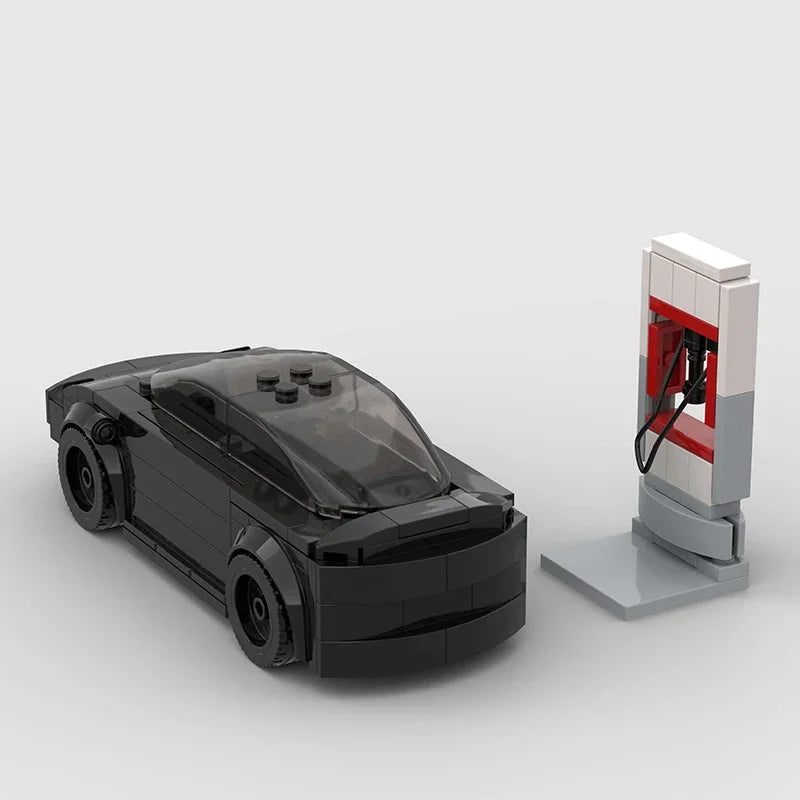 Voltbrixx - MOC Elektrik Auto Model 3 Klemmbausatz - Farbe Schwarz