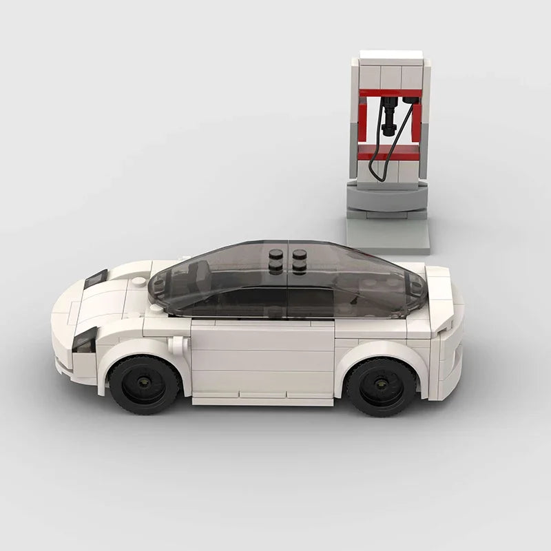 Voltbrixx - MOC Elektrik Auto Model 3 Klemmbausatz - Farbe Weiss