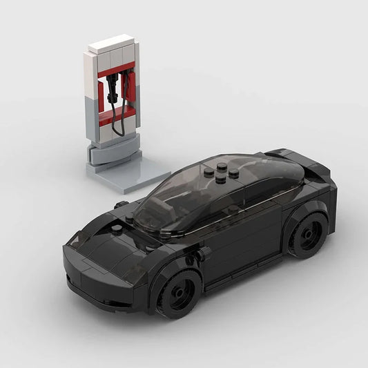 Voltbrixx - MOC Elektrik Auto Model 3 Klemmbausatz - Farbe Schwarz