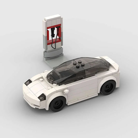 Voltbrixx - MOC Elektrik Auto Model 3 Klemmbausatz - Farbe Weiss